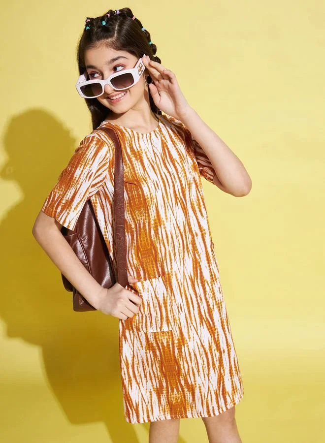 ستايلو بج All Over Print Shift Dress with Pockets by Styli