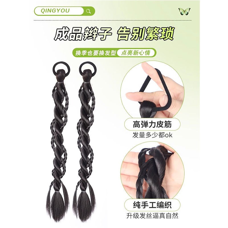 Korean-Style Ins Ghost Girl Double Twist Ponytail Twisted Boxing Braid Female Summer Natural Artificial Ponytail Braid - Image 4