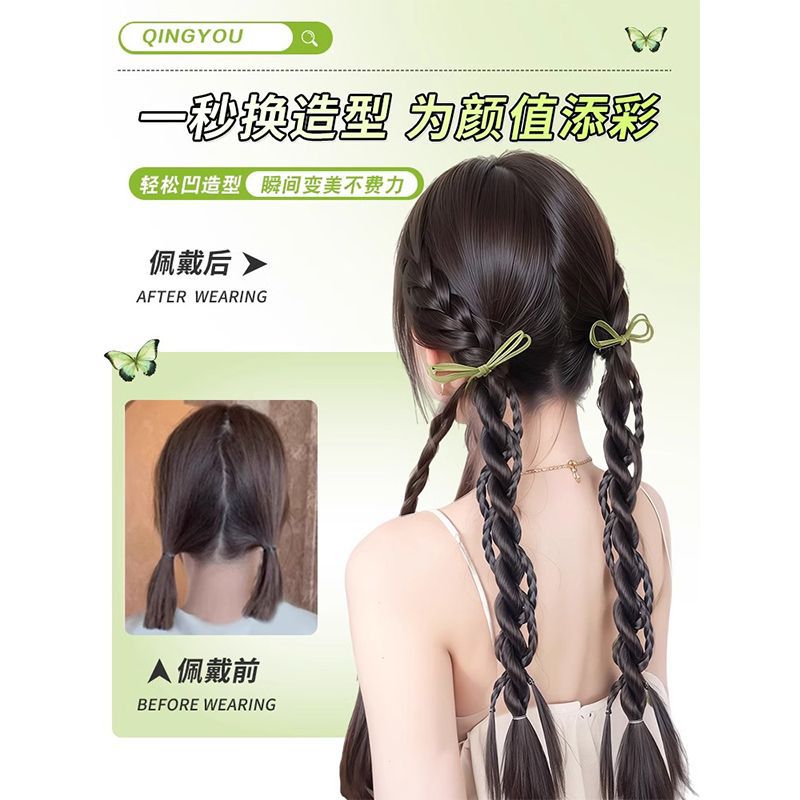 Korean-Style Ins Ghost Girl Double Twist Ponytail Twisted Boxing Braid Female Summer Natural Artificial Ponytail Braid - Image 3