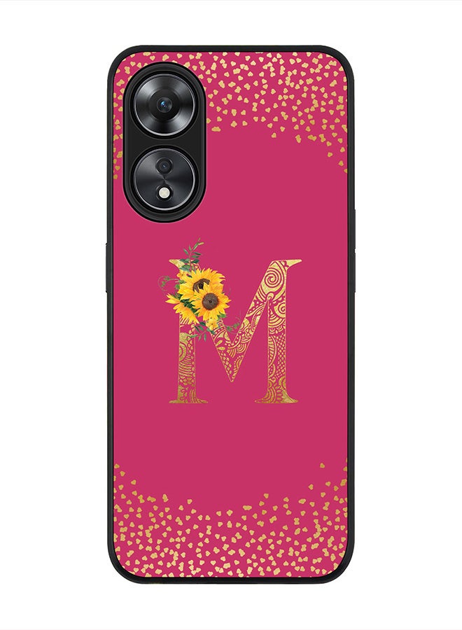 Stylizedd Cover for Oppo A78 5G /Oppo A58 5G Case , Rugged Black Slim fit Phone Cases Custom Monogram Initial Letter Mandala Floral Pattern Alphabet-M (Dark Pink Rose) - Image 1