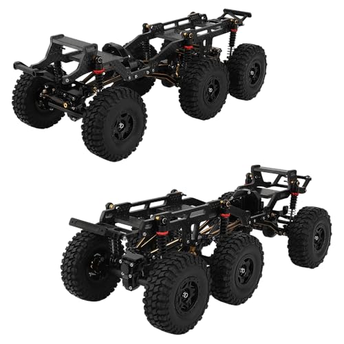Pothyes Upgraded 6x6 88 Carbon Fiber Chassis Car Frame with Metal Axles Wheel Rims Low Center Gravity Chassis Refit Kit for RC Axial SCX24 6x6 Black - Image 5
