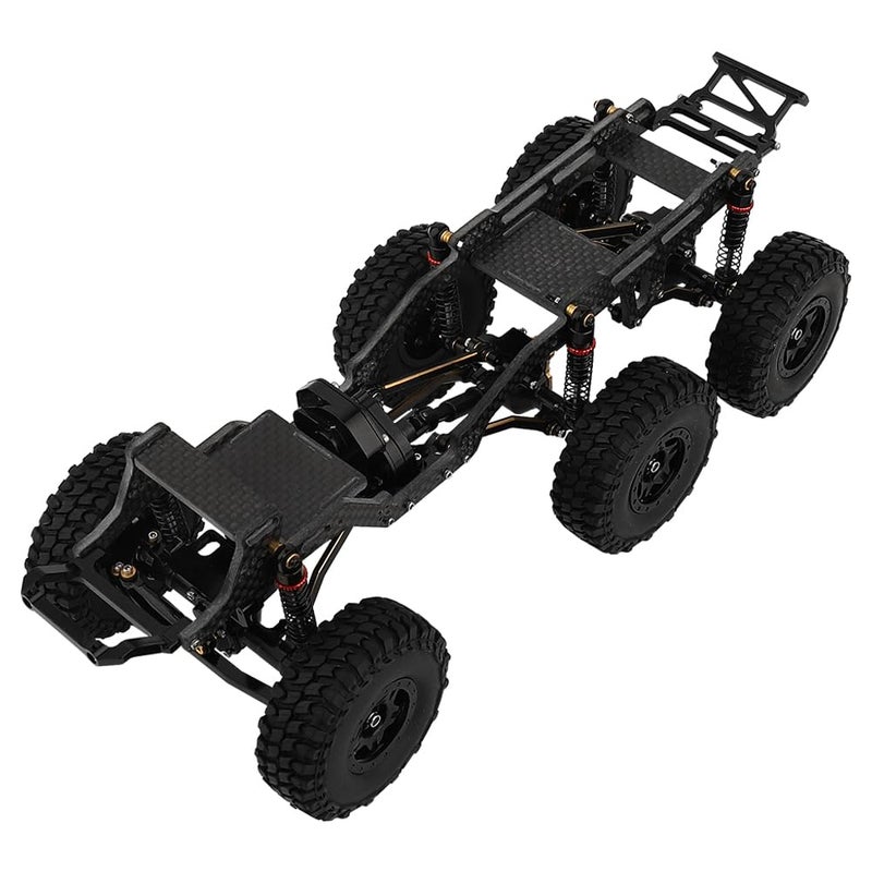 Pothyes Upgraded 6x6 88 Carbon Fiber Chassis Car Frame with Metal Axles Wheel Rims Low Center Gravity Chassis Refit Kit for RC Axial SCX24 6x6 Black - Image 3