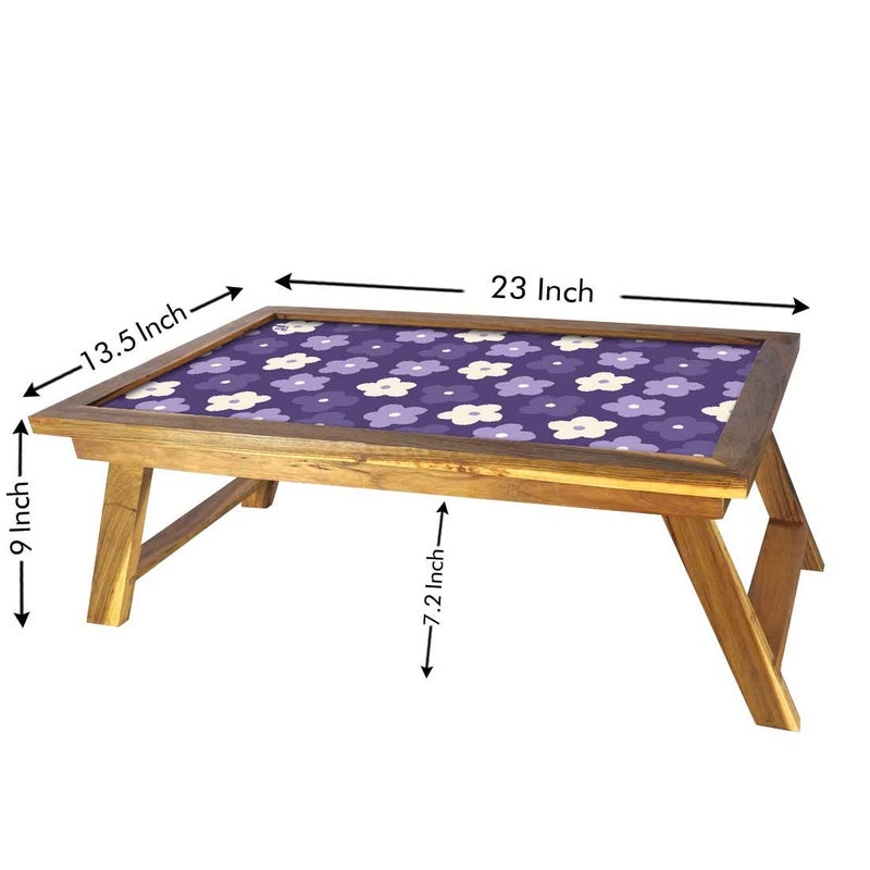 Nutcase Folding Laptop Table for Home Bed Lapdesk Breakfast Table Foldable Teak Wooden Study Desk Purple Flowers - Image 5