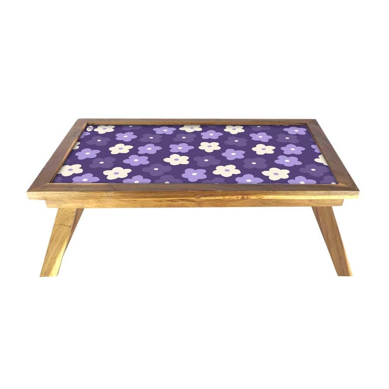 Nutcase Folding Laptop Table for Home Bed Lapdesk Breakfast Table Foldable Teak Wooden Study Desk Purple Flowers - Image 2
