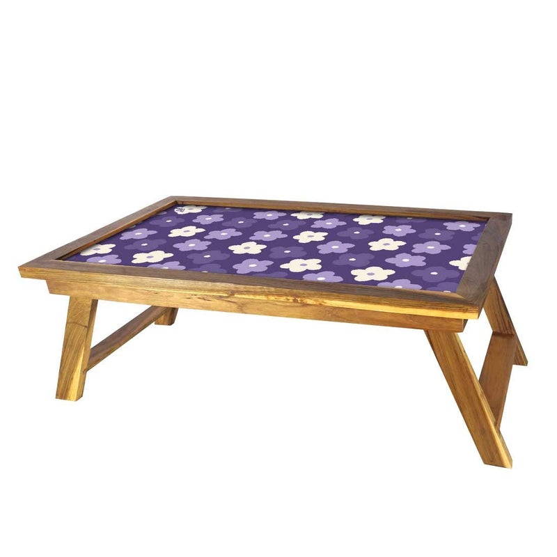 Nutcase Folding Laptop Table for Home Bed Lapdesk Breakfast Table Foldable Teak Wooden Study Desk Purple Flowers - Image 3