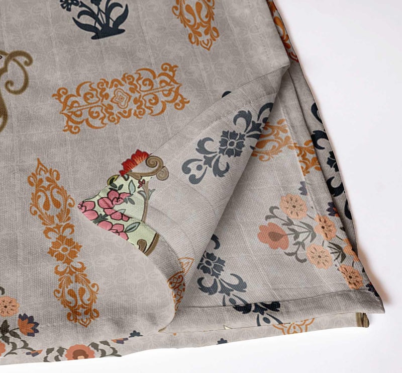 Vargottam Beige Cotton Muslin Napkins - Set of 12, 20x20 Inches, Elegant Vintage Floral Medallion Print, Perfect for Spring Celebrations, Tea Parties, and Daily Dining - Machine Washable - Image 2