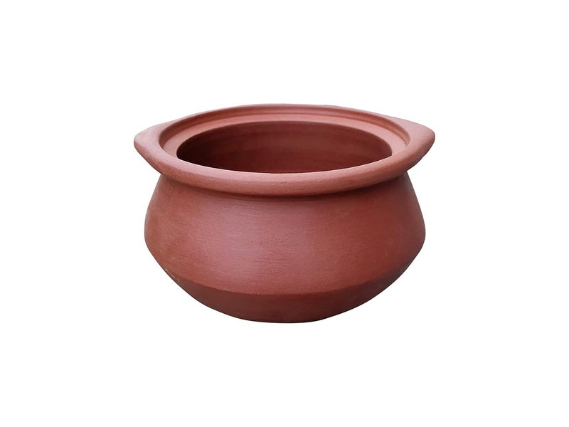 EZAHK عبوة من 2 هاون 1 لتر مصنوع يدويًا من الطين غير المزجج لطهي الدال السامبار الراسام الكاري وجميع أنواع الطهي العامة حجم 1 لتر - Image 1