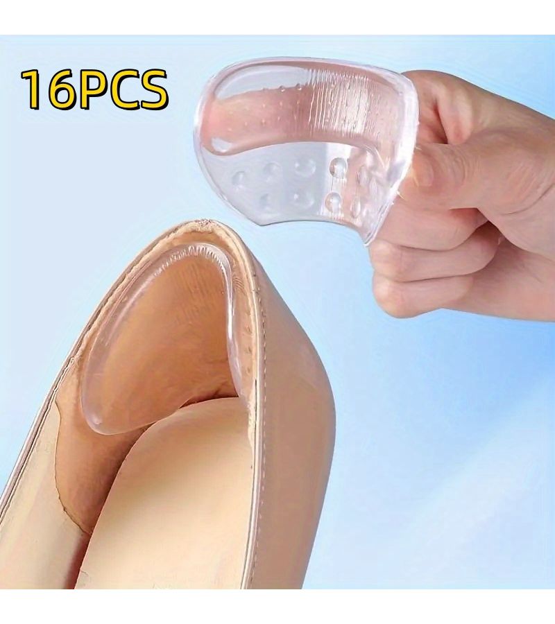 16Pcs Transparent Anti Slip Gel Heel Cushion Inserts For Women Shoes - Image 1