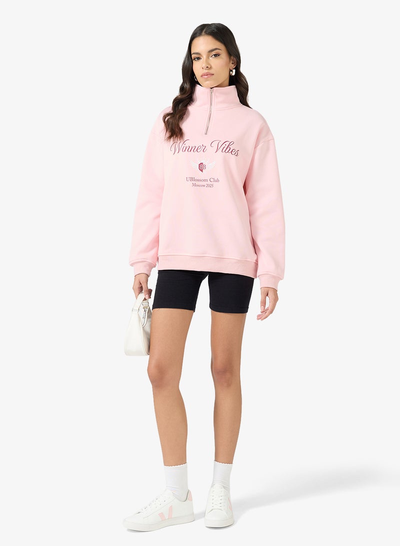 جينجر سترة رياضية كبيرة الحجم بسحاب على الطراز الجامعي - Image 4