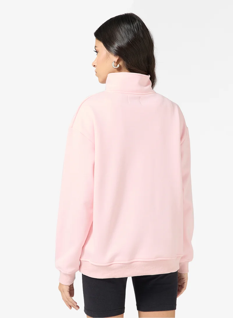 Ginger Oversize Zip Up Varsity Style Sweatshirt