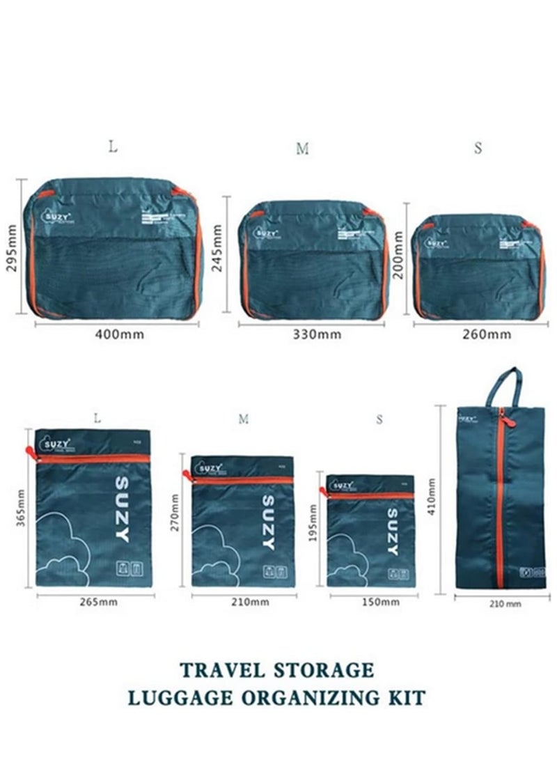 DUNISO SKEIDO 7 Pieces Set Travel Organizer Storage Bags Suitcase Portable Luggage Organizer Clothes Shoe Tidy Pouch Packing Set Storage Cases  - Image 3