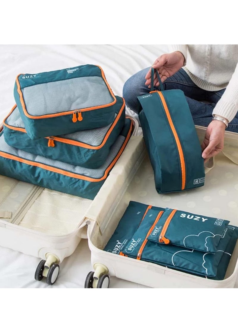 DUNISO SKEIDO 7 Pieces Set Travel Organizer Storage Bags Suitcase Portable Luggage Organizer Clothes Shoe Tidy Pouch Packing Set Storage Cases  - Image 2