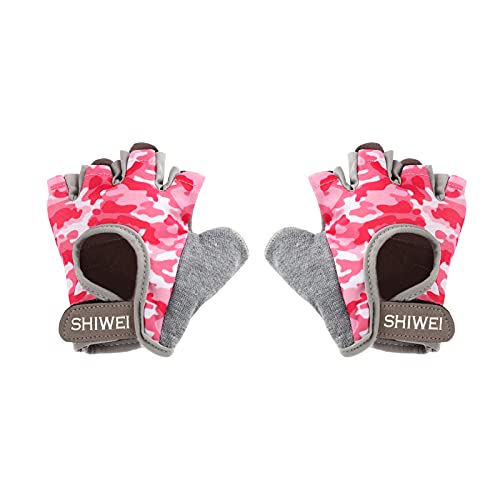 Clobeau Biking Gloves Kids Boys Girls Cycling Exercise Half Finger Fingerless Gloves Child Motor Bike Riding Anti-Slip Weight Lifting Bikes Workout Climbing Bicycle Glove Gym Skate Glove - Image 2
