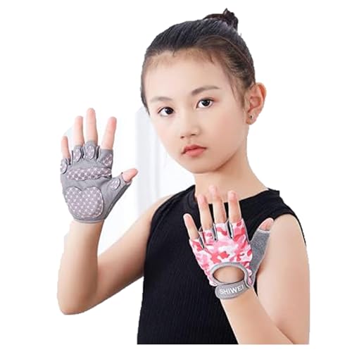 Clobeau Biking Gloves Kids Boys Girls Cycling Exercise Half Finger Fingerless Gloves Child Motor Bike Riding Anti-Slip Weight Lifting Bikes Workout Climbing Bicycle Glove Gym Skate Glove - Image 1