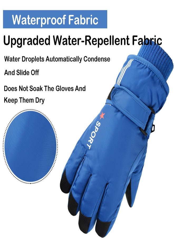 إيوهاك قفازات التزلج الشتوية للأطفال من إيوهاك - قفازات دافئة للأولاد والبنات، مقاومة للماء وجيدة التهوية، مناسبة للرياضات الخارجية للأطفال من عمر 5 إلى 10 سنوات (أزرق، 5-10 سنوات) - Image 2