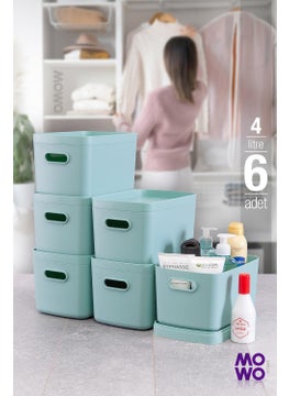 Mowo Home Alegra 6 Pieces 4 Lt Turquoise Multi-Purpose Organizer Box with Lid, Decorative Storage Box  - Image 1