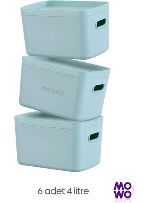 Mowo Home Alegra 6 Pieces 4 Lt Turquoise Multi-Purpose Organizer Box with Lid, Decorative Storage Box  - Image 3