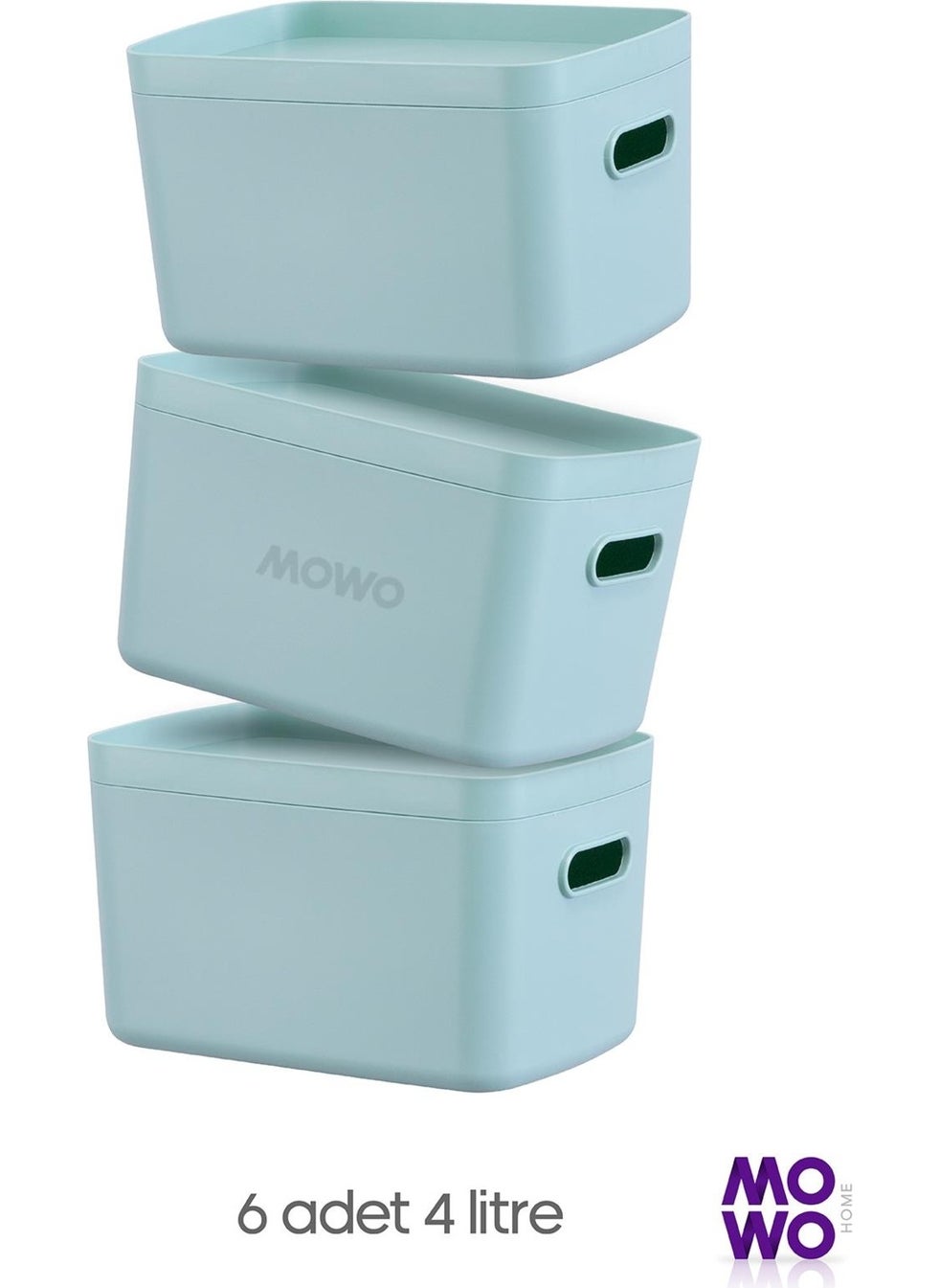 Mowo Home - Alegra 6 Pieces 4 Lt Turquoise Multi-Purpose Organizer Box with Lid, Decorative Storage Box - Image 1