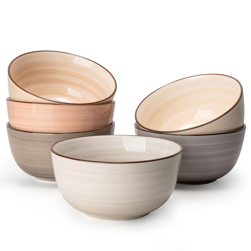 Sweese 20 Oz Porcelain Cereal Bowls Multicolor Set of 6 Dishwasher Safe for Soup Salad Rice Kitchen Decor