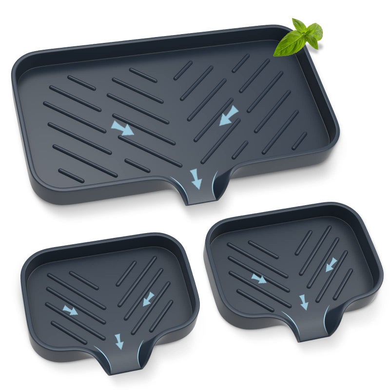 Kitchen Soap TrayKitchen Sink Tray Sponge Tray Kitchen Sponge Holder Self Draining Premium Silicone Soap Holder for Bathroom Kitchen Counter Sink Caddy Organizer for Dish Soap BottleSoap Dispenser