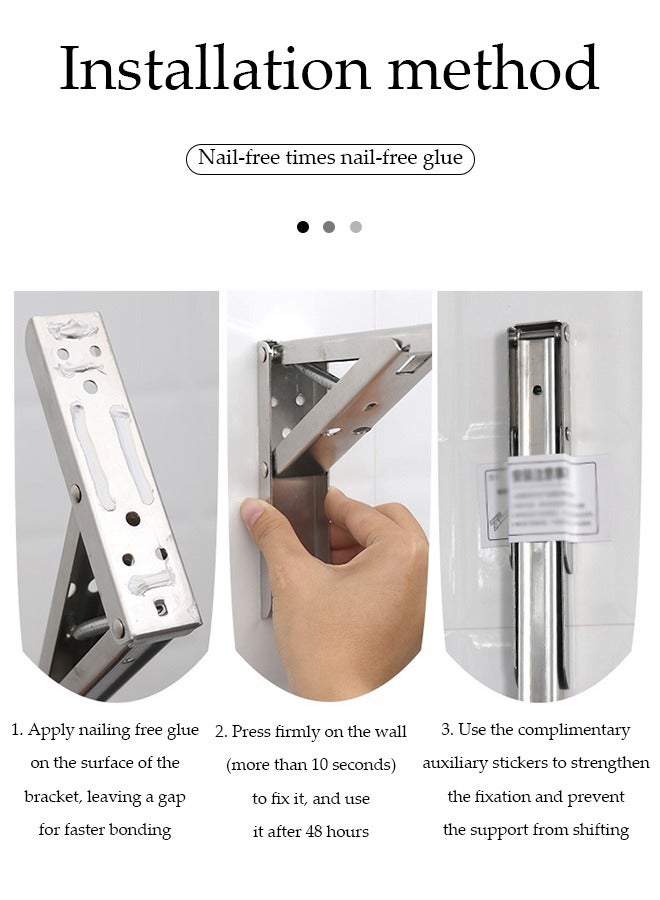 DUNISO Wall mounted floating shelves, foldable wooden storage rack, display rack with bracket, no drilling required, suitable for bedrooms, living rooms, bathrooms, kitchens, offices，30*21cm - Image 4