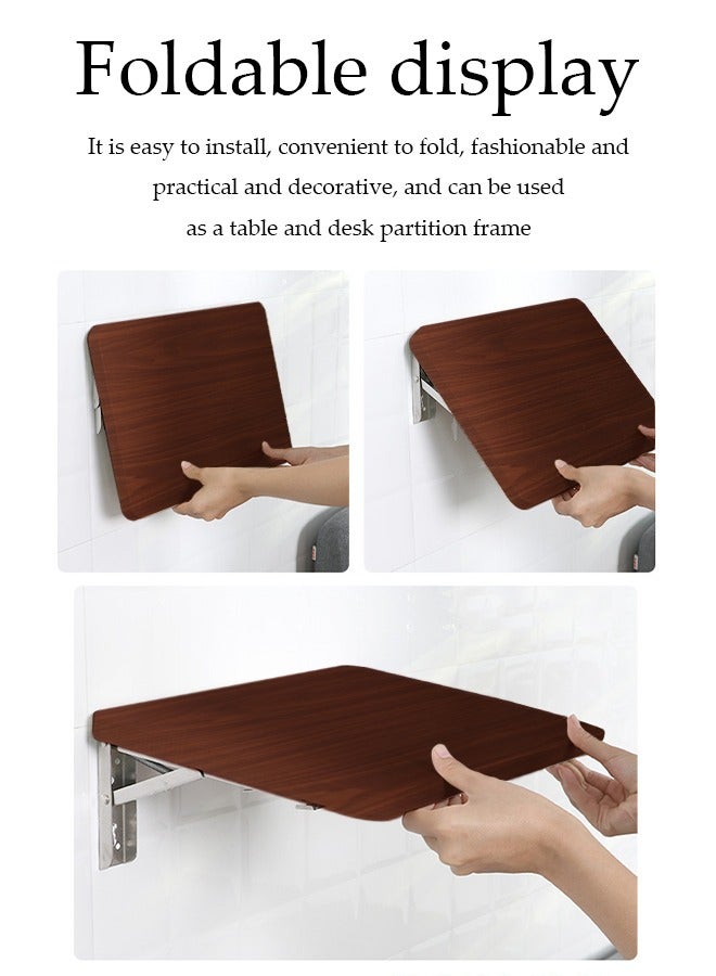 DUNISO Wall mounted floating shelves, foldable wooden storage rack, display rack with bracket, no drilling required, suitable for bedrooms, living rooms, bathrooms, kitchens, offices，30*21cm - Image 3