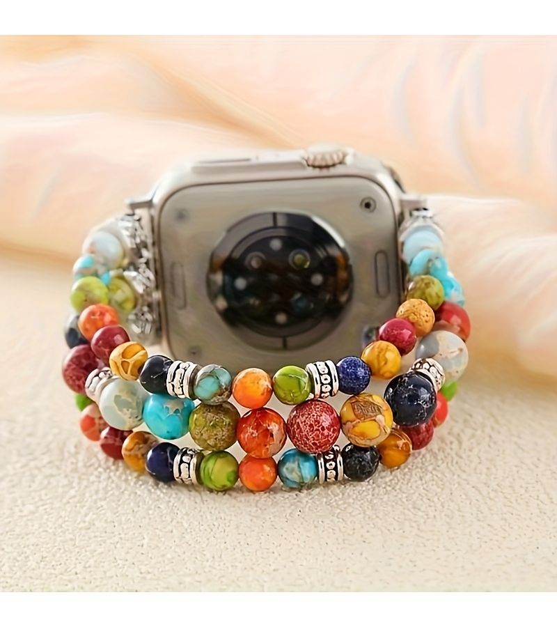 1 سوار بوهيمي ملون جديد مرن ومتوافق مع Apple Watch ساعة ذكية 42mm 44mm 45mm 49mm 46mm السلسلة 10 S11 S9 S8 S7 S6 S5 S4 S3 S2 S1 سوار أزياء راقي للرجال والنساء - Image 5