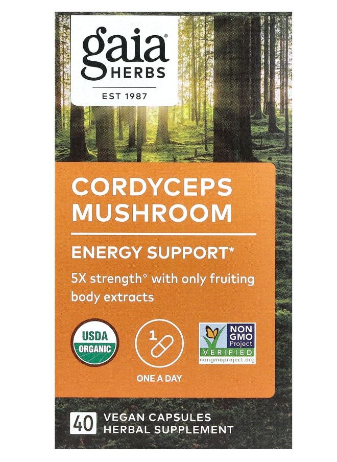 Gaia Herbs Cordyceps Mushroom 40 Vegan Capsules 