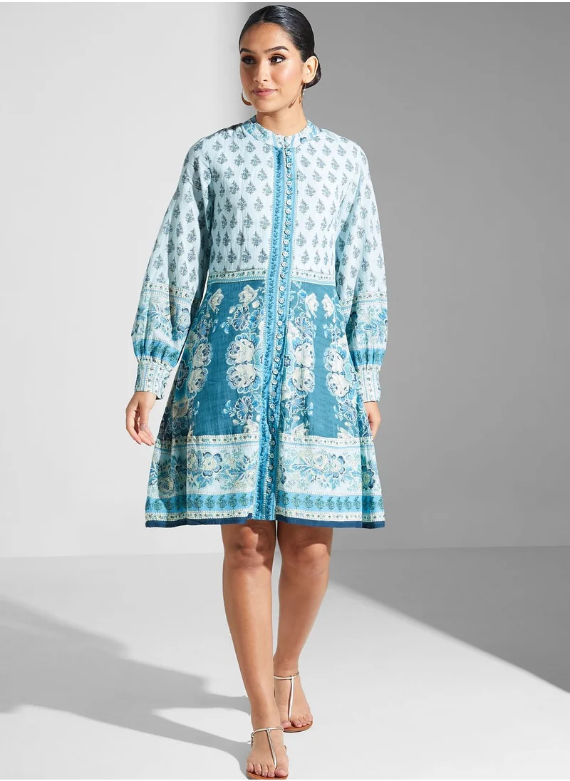 RITU KUMAR Round Neck Printed Dress