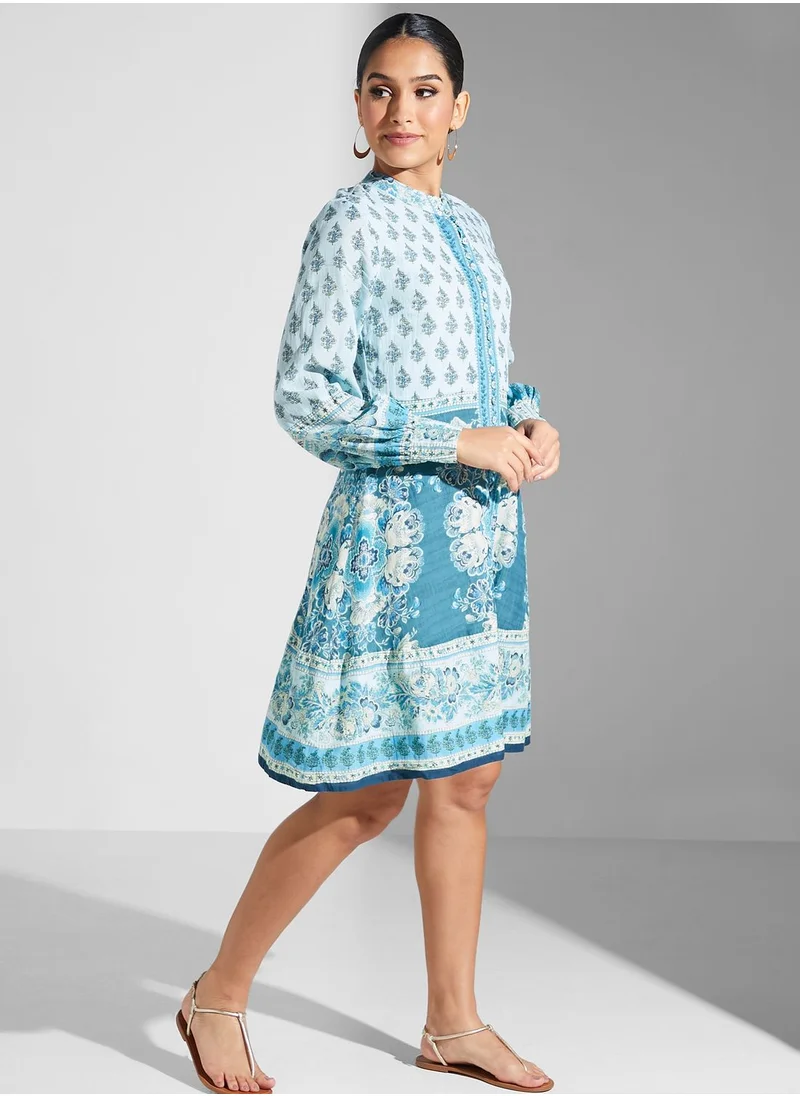 RITU KUMAR Round Neck Printed Dress