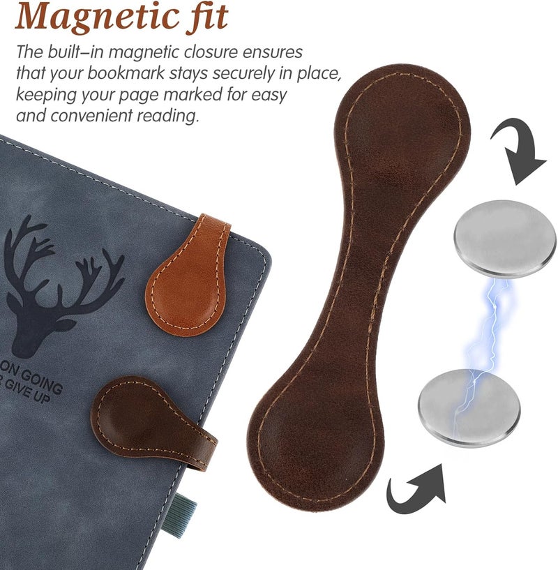 Dimeho 2 Pcs Leather Magnet Bookmark Retro Book Page Holder Vintage Page Marker Clip Handmade Cute Reading Accessories for Women Bookworm Book Lovers Reader Gift - Image 5
