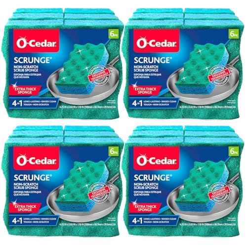 o cedar O-Cedar Multi-Use Scrunge Scrub Sponge 6 Count (Pack of 4) - Image 1