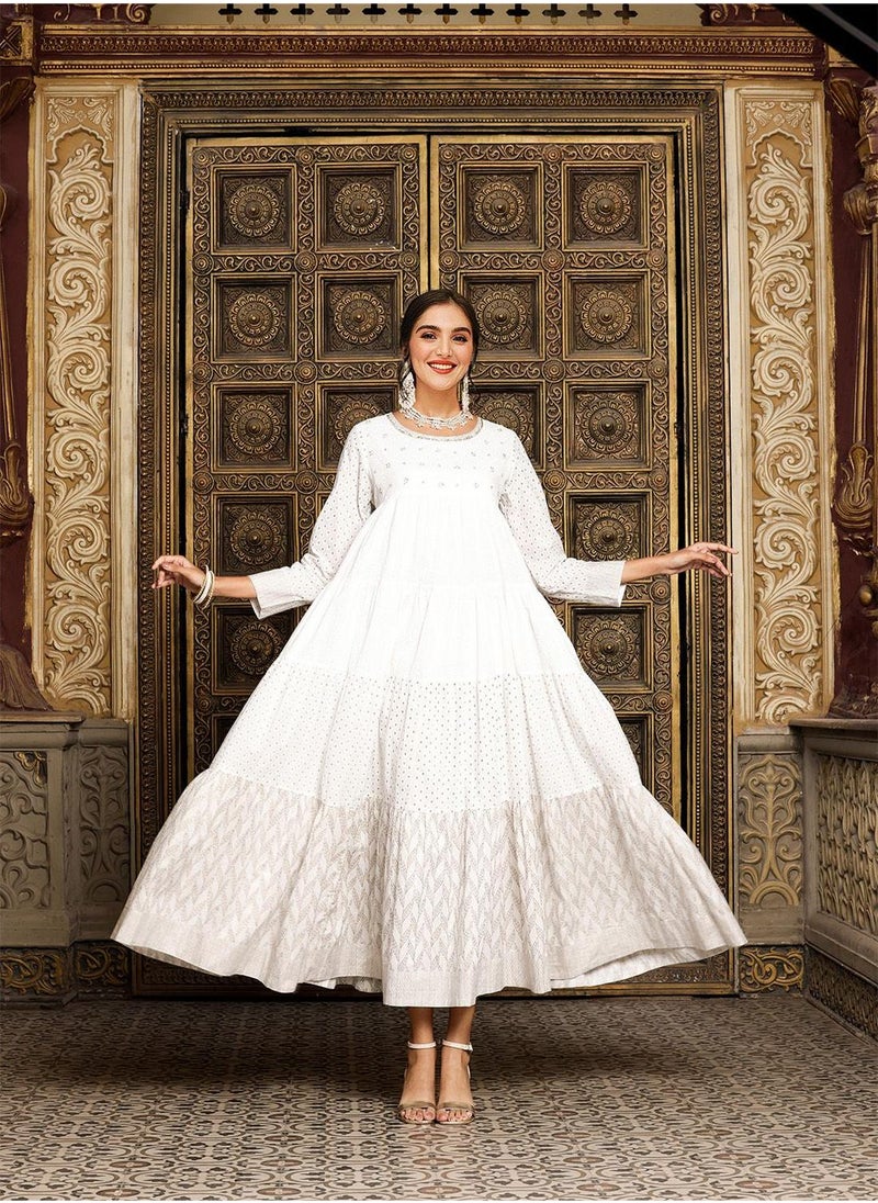 ISHIN Embroidered White Dress  - Image 5