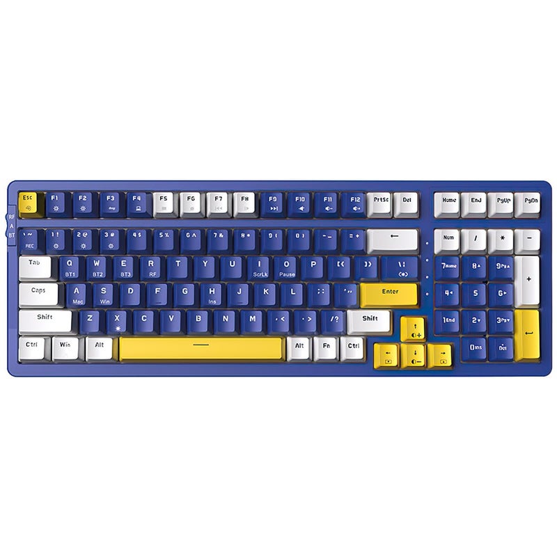 Merdia Wireless Mechanical Keyboard, Triple Mode 2.4G/USB-C/BT Gaming Keyboards 100 Keys Ice-Blue Backlit, Brown Switch Keyboard | Rechargeable Mechanical Gaming Keyboards | Blue/White/Yellow - Image 1