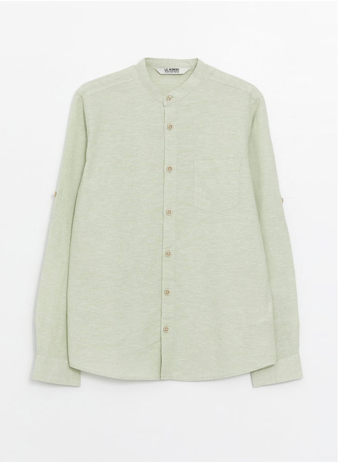LC WAIKIKI - Grandad Collar Linen Blend Boy Shirt - Image 1