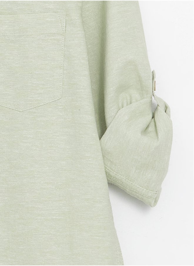 LC WAIKIKI - Grandad Collar Linen Blend Boy Shirt - Image 1