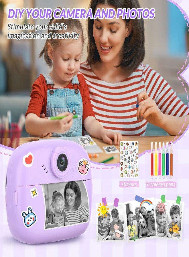 Case Creation Kids Instant Print Camera Video with Games, Thermal Printer, 2 Print Rolls, USB Charging, 48MP Children Digital Camera, Gift for Boys & Girls Age 3-16 (Purple) - Image 5