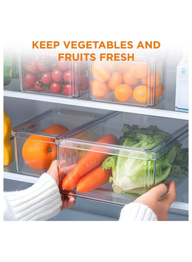 FAIZO Refrigerator Organizers, Clear Acrylic Storage Container with Lid, Leak-Proof Durable Food Container, Lunch Box, Fruit, and Salad – Kitchen, Fridge, Pantry (Set 4)  - Image 4
