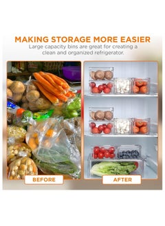 FAIZO Refrigerator Organizers, Clear Acrylic Storage Container with Lid, Leak-Proof Durable Food Container, Lunch Box, Fruit, and Salad – Kitchen, Fridge, Pantry (Set 4)  - Image 5