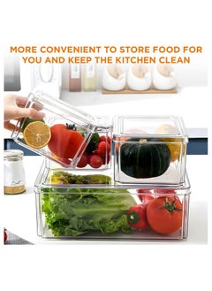 FAIZO Refrigerator Organizers, Clear Acrylic Storage Container with Lid, Leak-Proof Durable Food Container, Lunch Box, Fruit, and Salad – Kitchen, Fridge, Pantry (Set 4)  - Image 3