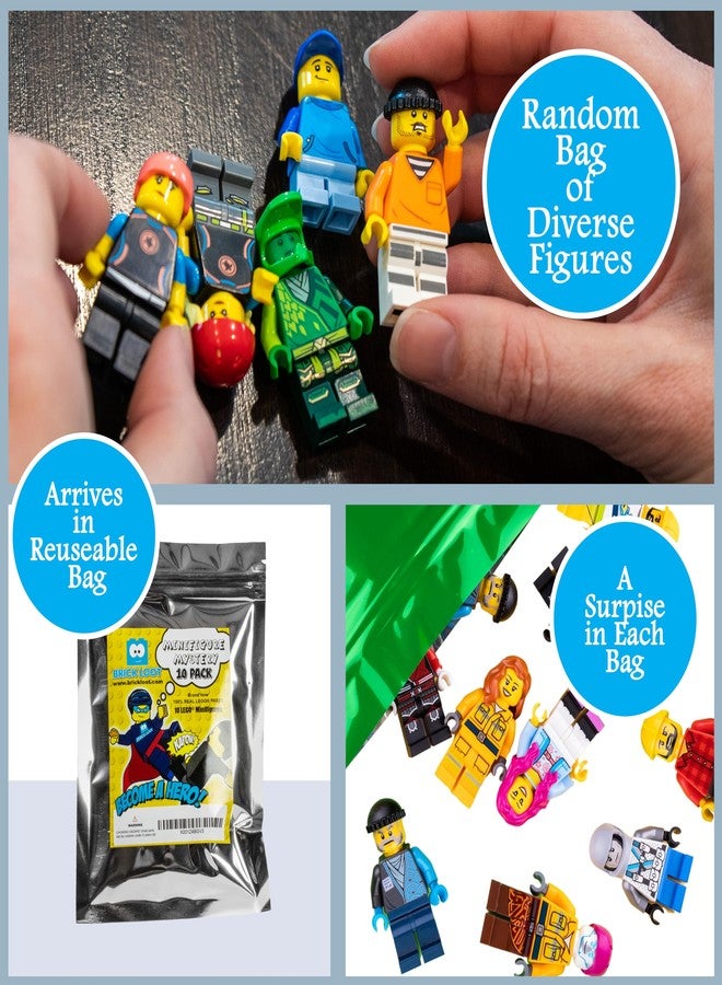 Brick Loot Minifigures Pack of 10, Random Minifigure Pack, Set of Authentic Minifigs, Unique Brick Characters with Accessories, Compatible Toy Figures, Gift for Kids, No Duplicates Included - Image 3