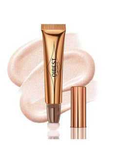 QiBest Highlighter Beauty Wand, Cream Liquid Highlighter Makeup Stick, Silky Smooth Face Shimmer Bronzer Stick With Cushion Applicator, Lightweight Body Face Glowing Highlighter (04 Pearl White)  - Image 1