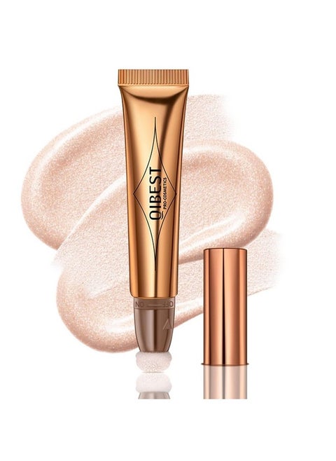 Highlighter Beauty Wand, Cream Liquid Highlighter Makeup Stick, Silky Smooth Face Shimmer Bronzer Stick With Cushion Applicator, Lightweight Body Face Glowing Highlighter (04 Pearl White)