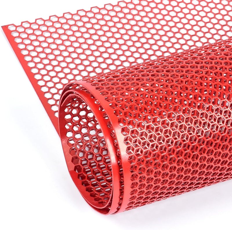 AggAuto Universal 40"x13" Car Grill Mesh - Aluminum Alloy Automotive Grille Insert Bumper Honeycomb Hole 6mm Spacing 1mm, One of the Most Multifunctional Shape Grids 100x33cm Red - Image 1