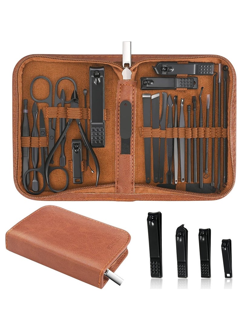 Professional 26-Piece Stainless Steel Manicure Set, Nail Care Tools with Luxury Travel Bag - Image 1