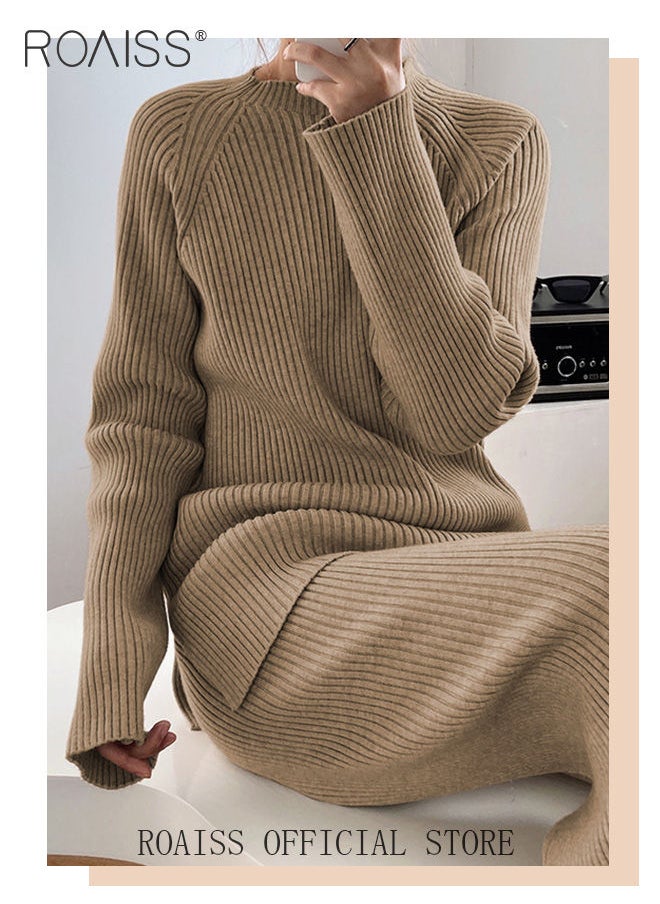 Women's Oversized Loose Suit Knitted Sweater Outfits 2 Piece Casual Set Solid Color Long Sleeve Wide Leg Pants - pzsku/Z4ECF38F5772971A19ED2Z/45/_/1693621409/1071c193-b09f-4981-a00e-cf93fc3a56fc