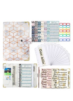 KASTWAVE Budget Binder, A6 Marble PU Leather Binder, Money Organizer Cash Envelopes Budget Planner with 12 Zipper Cash Envelopes, 12 Expense Budget Sheets for Budgeting, Saving Money  - Image 1