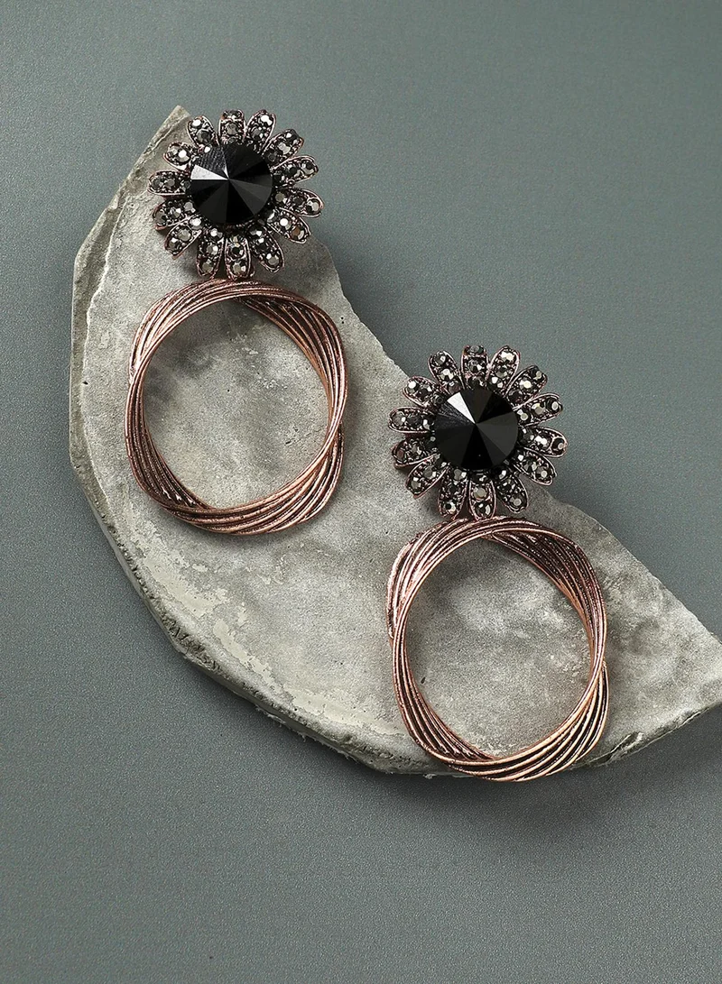 SOHI Twisted Circular Daisy Artificial Drop Earring Jewellery