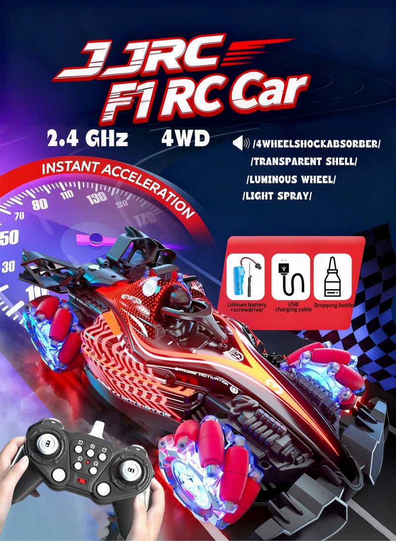JJRC Racing F1 RC Car Scale Remote Control Kids Stunt 2.4GHz Drift 4WD 360° Rotation Suitable for Children with Lights Music and Spray - Image 1