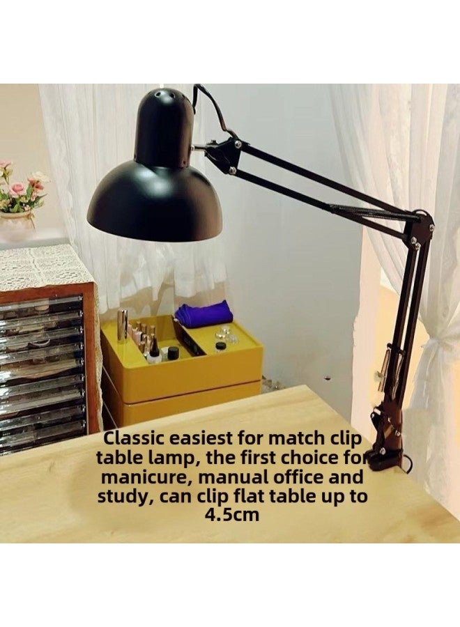 Generic Nail Beauty Eyelash Special Desktop Table Lamp Long Arm Folding Dormitory Student Eye Protection Work Lamp Nail Photography Light-Color:Fresh White Long Arm + Clip - No Flicker 9w Three-color Dimming Office Study Color Adjustment Hot Sale  - Image 5